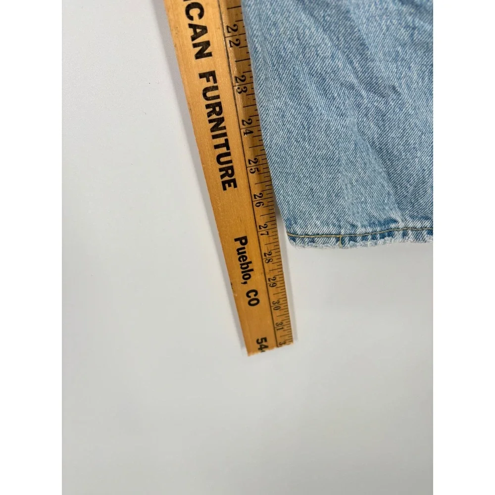 Levis Premium 551 Authentic Jeans Mens 33x30 Light Distress Faded  Blue Denim